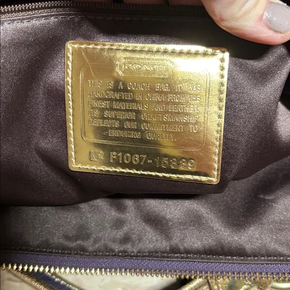 Coach Poppy Collectiom Dark Purple/Gold  Tote with Sz (L) - Like NEW!! - Picture 8 of 11